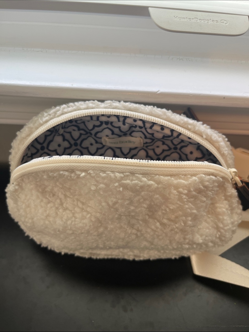 Vera Bradley Cream Sherpa Crossbody Bag with Patterned Lining